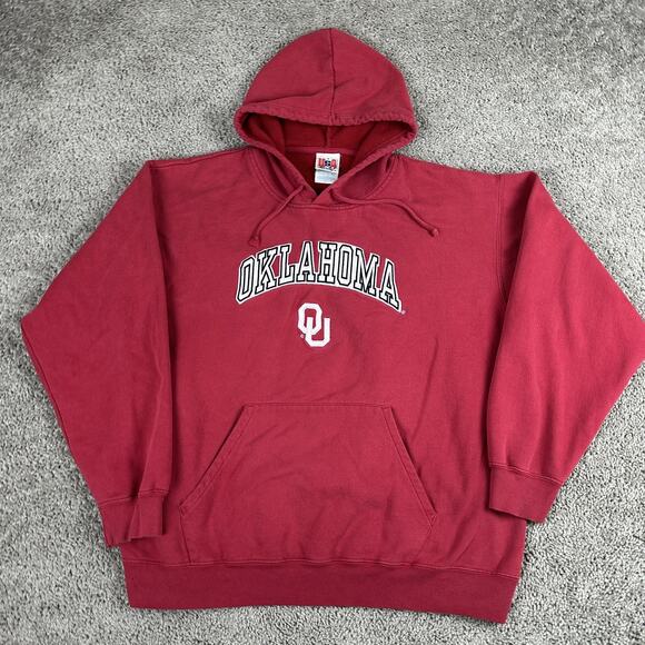 Oklahoma Sooners Hoodie Mens XL Red NCAA Football Pullover Fleece OU Sweatshirt - Picture 2 of 11